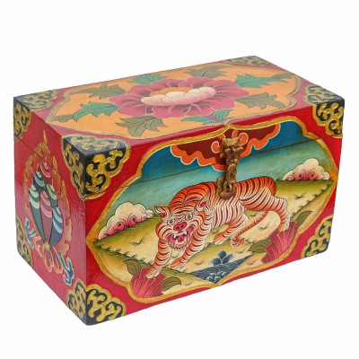 [traditional Tibetan], Ritual Jeweler And Ritual Item Box, [painted], [tiger] Design