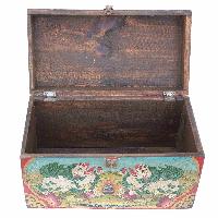 [traditional Tibetan], Ritual Jeweler And Ritual Item Box, [painted] With Snow Lion Design