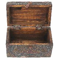 [traditional Tibetan], Ritual Jeweler And Ritual Item Box, [painted] With Flower Design, [antique]