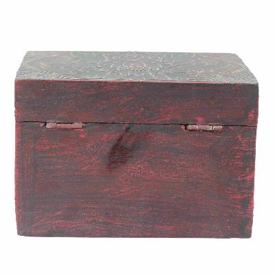 [traditional Tibetan], Ritual Jeweler And Ritual Item Box, [painted] With Lotus Design, [antique]