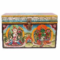 [traditional Tibetan], Ritual Jeweler And Ritual Item Box, [painted], With White Tara, Green Tara