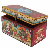 [traditional Tibetan], Ritual Jeweler And Ritual Item Box, [painted], With White Tara, Green Tara