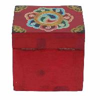 [traditional Tibetan], Ritual Jeweler And Ritual Item Box, [painted], Endless Knot And Snow Lion