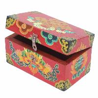 [traditional Tibetan], Ritual Jeweler And Ritual Item Box, [painted], Endless Knot And Cheppu