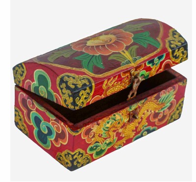 [traditional Tibetan], Ritual Jeweler And Ritual Item Box, [painted] With Flower Design