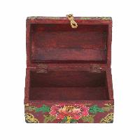 [traditional Tibetan], Ritual Jeweler And Ritual Item Box, [painted] With Endless Knot And Lotus