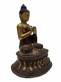 [old], Buddhist Handmade Statue Of Vairochana Buddha, [partly Gold Plated], Old Stock