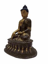 [old], Buddhist Handmade Statue Of Shakyamuni Buddha, [partly Gold Plated], Old Stock