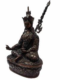Buddhist Handmade Statue Of Padmasambhava [guru Rinpoche], [chocolate Oxidized]