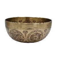 Buddhist Hand Beaten Jambati Singing Bowl, With Premium Etching Carving, Mandala Design