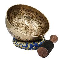 Buddhist Hand Beaten Jambati Singing Bowl, With Premium Etching Carving, Mandala Design