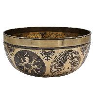 Buddhist Hand Beaten Jambati Singing Bowl, With Premium Etching Carving, Mandala Design