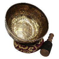 Buddhist Hand Beaten Jambati Singing Bowl, With Premium Etching Carving, Mandala Design