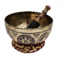 Buddhist Hand Beaten Jambati Singing Bowl, With Premium Etching Carving, Mandala Design