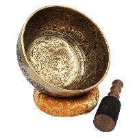 Buddhist Hand Beaten Jambati Singing Bowl, With Premium Etching Carving