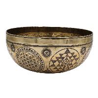 Buddhist Hand Beaten Jambati Singing Bowl, With Premium Etching Carving, Mandala Design