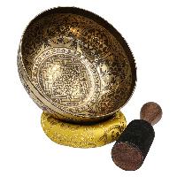 Buddhist Hand Beaten Jambati Singing Bowl, With Premium Etching Carving, Mandala Design