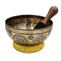 Buddhist Hand Beaten Jambati Singing Bowl, With Premium Etching Carving, Mandala Design