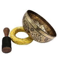 Buddhist Hand Beaten Jambati Singing Bowl, With Premium Etching Carving, Mandala Design