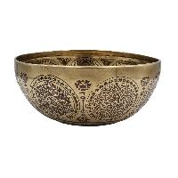 Buddhist Hand Beaten Jambati Singing Bowl, With Premium Etching Carving With Ashtamangal