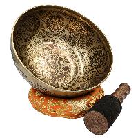 Buddhist Hand Beaten Jambati Singing Bowl, With Premium Etching Carving With Ashtamangal