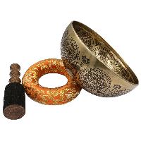 Buddhist Hand Beaten Jambati Singing Bowl, With Premium Etching Carving With Ashtamangal