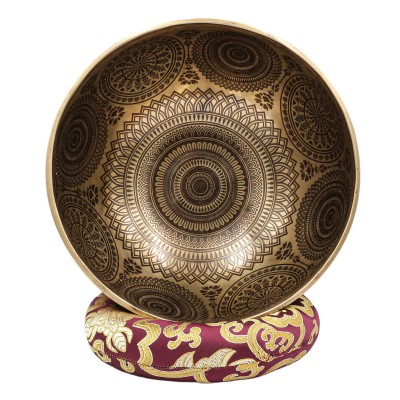 Buddhist Hand Beaten Jambati Singing Bowl, With Premium Etching Carving