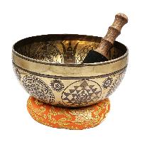 Buddhist Hand Beaten Jambati Singing Bowl, With Premium Etching Carving