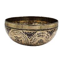 Buddhist Hand Beaten Jambati Singing Bowl, With Premium Etching Carving, Medicine Buddha Garved