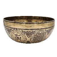 Buddhist Hand Beaten Jambati Singing Bowl, With Premium Etching Carving