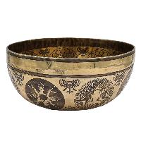 Buddhist Hand Beaten Jambati Singing Bowl, With Premium Etching Carving