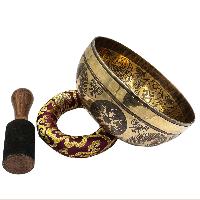 Buddhist Hand Beaten Jambati Singing Bowl, With Premium Etching Carving