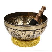 Buddhist Hand Beaten Jambati Singing Bowl, With Premium Etching Carving