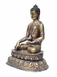 Buddhist Handmade Statue Of Shakyamuni Buddha, [gold Plated, Antique Finishing], High Quality