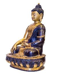 Buddhist Handmade Statue Of Shakyamuni Buddha, [antique Finishing], [gold Plated], Face Painted