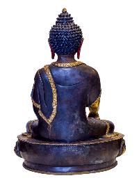 Buddhist Handmade Statue Of Shakyamuni Buddha, [antique Finishing], [gold Plated], Face Painted