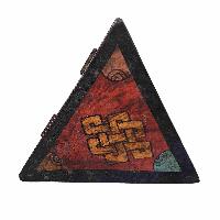 [traditional Tibetan], Ritual Jeweler And Ritual Item Box, With Endless Knot, [triangular Design], [painted]