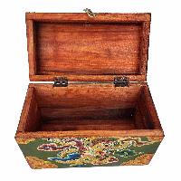 [traditional Tibetan], Ritual Jeweler And Ritual Item Box With Dragon Design And Endless Knot, [painted]