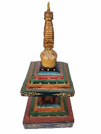 Buddhist [wooden], Statue Of Stupa [traditional Color], [painted]