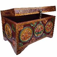 [traditional Tibetan], Ritual Jeweler And Ritual Item Box, With Ashtamangala Design [painted]