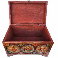 [traditional Tibetan], Ritual Jeweler And Ritual Item Box, With Ashtamangala Design [painted]