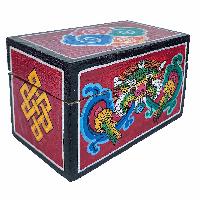 [traditional Tibetan], Ritual Jeweler And Ritual Item Box With Dragon Design And Endless Knot, [painted]