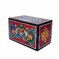 [traditional Tibetan], Ritual Jeweler And Ritual Item Box With Dragon Design And Endless Knot, [painted]