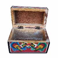 [traditional Tibetan], Ritual Jeweler And Ritual Item Box With Dragon Design And Endless Knot, [painted]