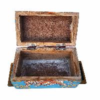 [traditional Tibetan], Ritual Jeweler And Ritual Item Box With Tiger Design And Endless Knot, [painted]