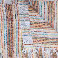 Tibet Shawl, Acrylic Woolen Blanket, With Multi Color Strip