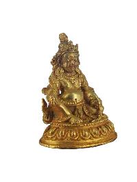 Buddhist Miniature Statue Of Yellow Jambhala, [gold Plated]