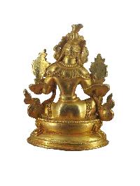 Buddhist Miniature Statue Of Green Tara, [gold Plated]