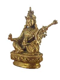 Buddhist Miniature Statue Of Padmasambhava [guru Rinpoche], [gold Plated]