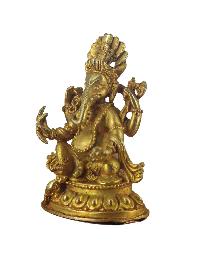 Buddhist Miniature Statue Of Ganesh, [gold Plated]